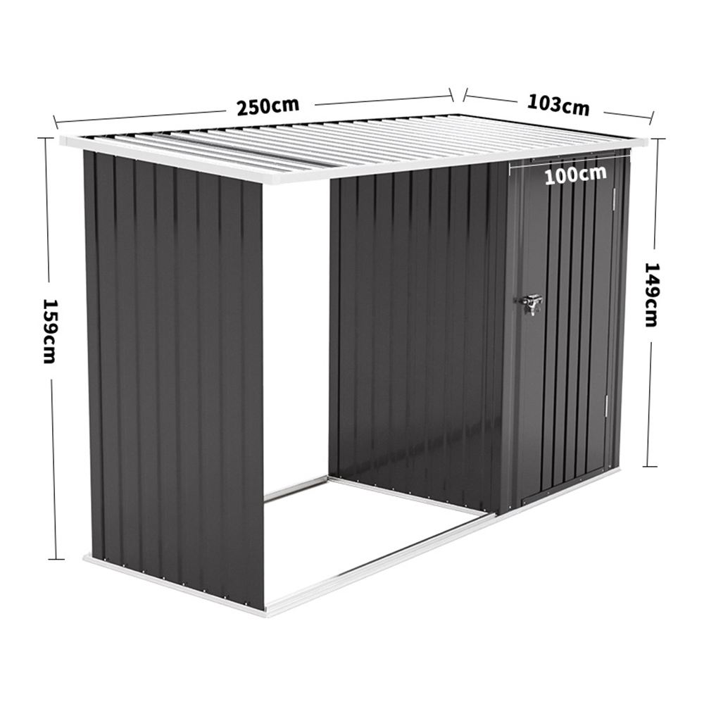 Living and Home 5.2 x 8.2 x 3.3ft Black Garden Storage Shed with Stacking Rack Image 8