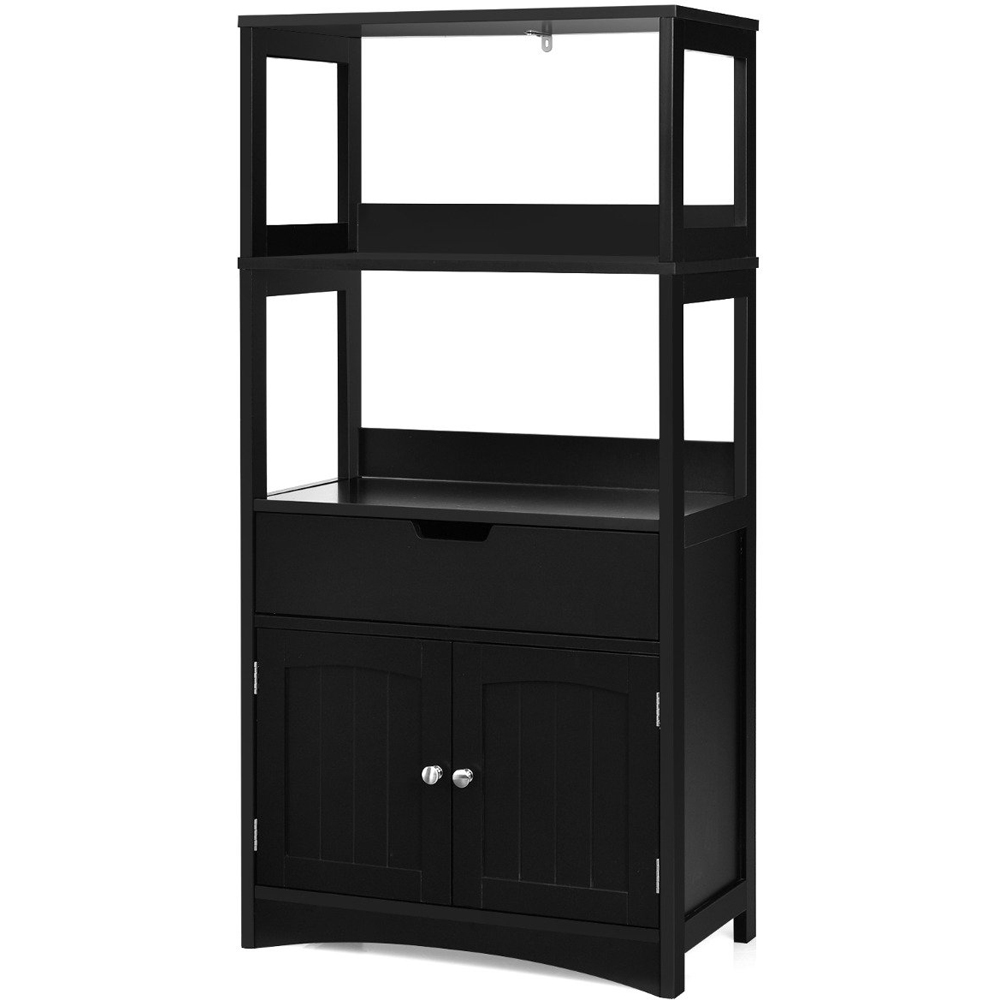 Costway Multipurpose Storage Cabinet with Drawer for Bathroom-Black Image 2