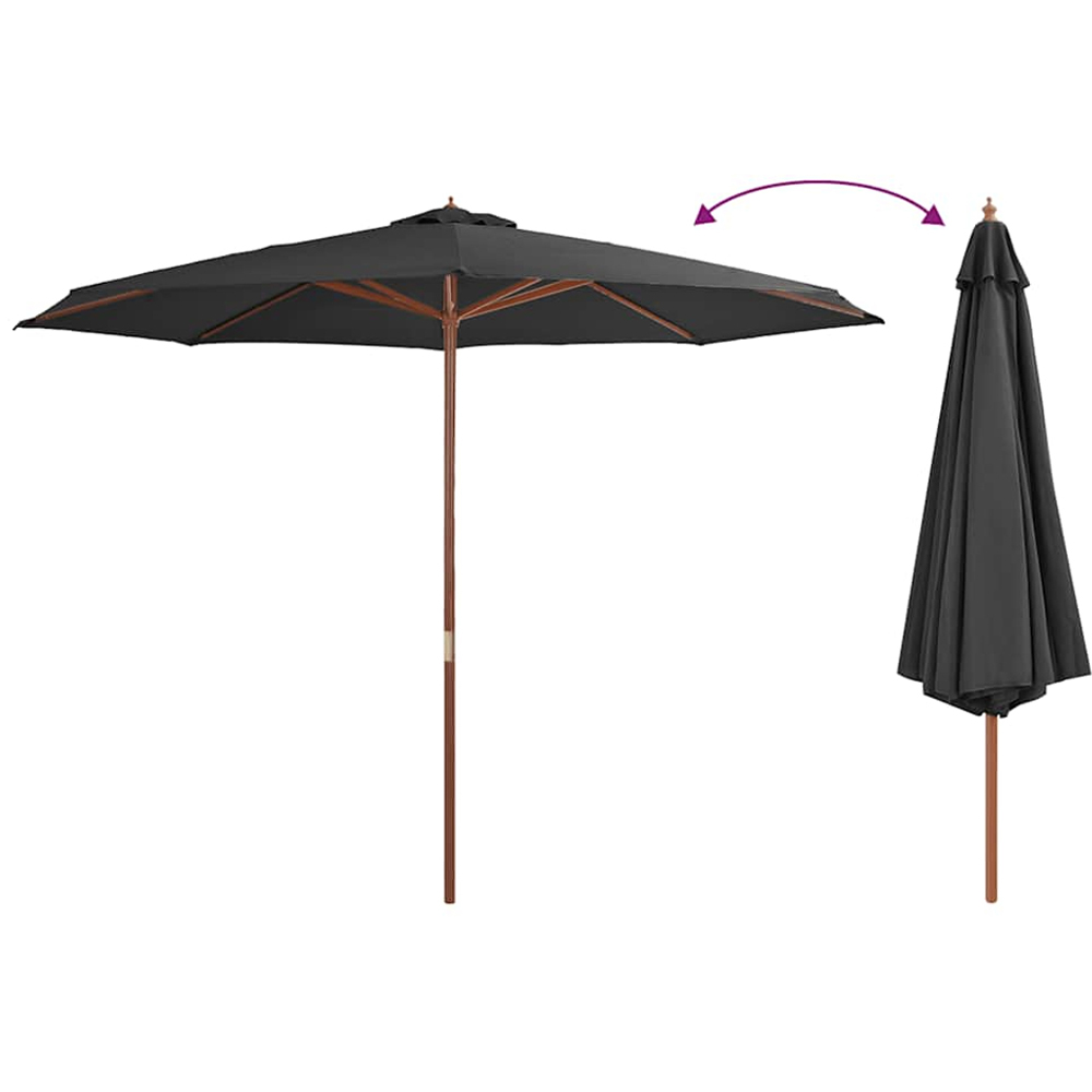 vidaXL Anthracite Garden Parasol with Wooden Pole 3.5m Image 2