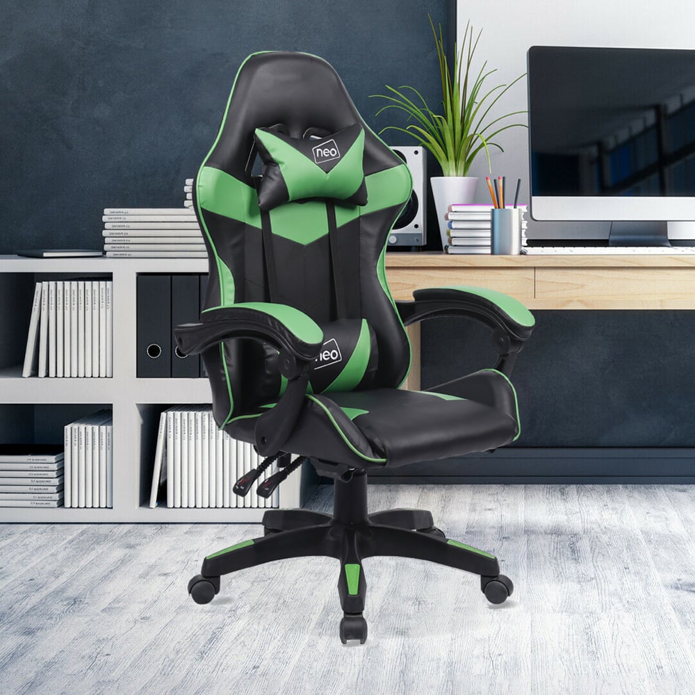 Neo Black and Green PU Leather Swivel Office Chair Image 4