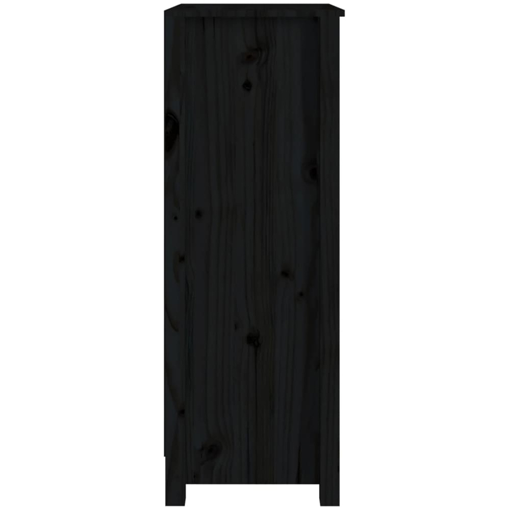 vidaXL 3 Shelf Black Solid Pine Wood Bookcase Image 5