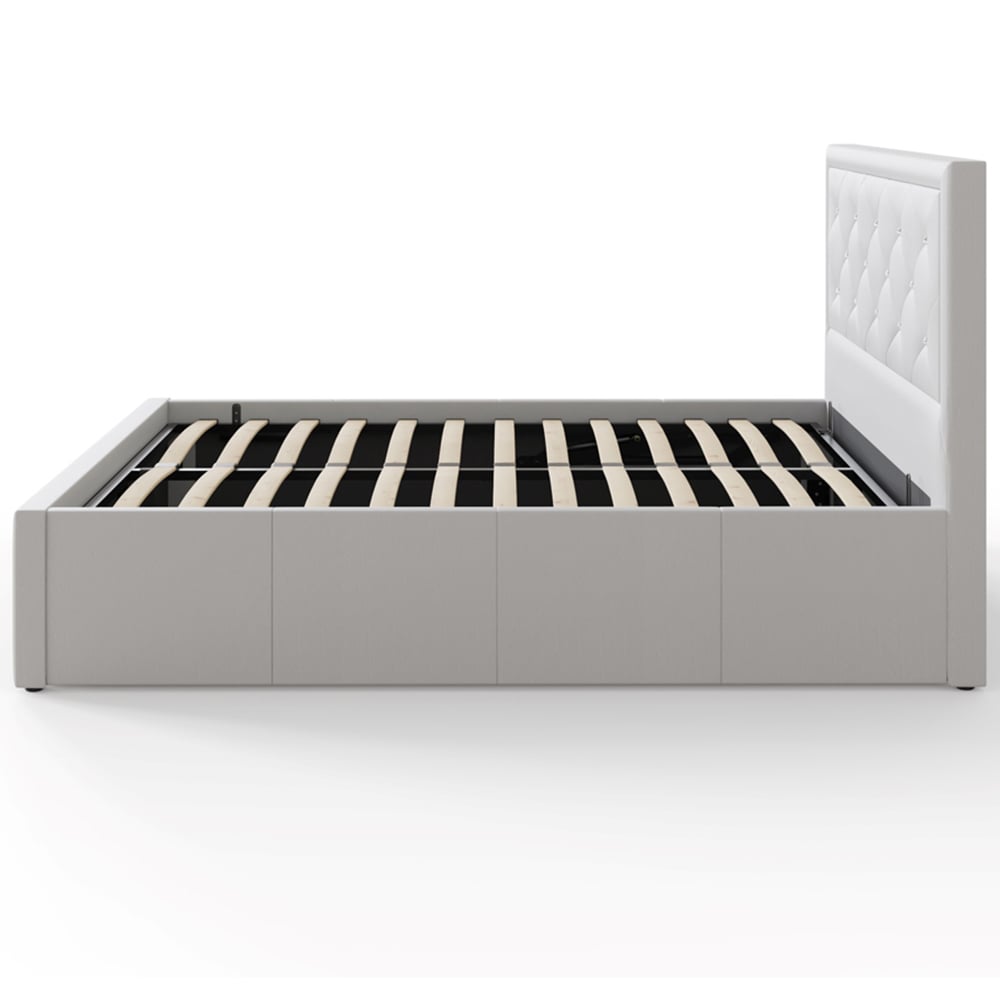 GFW Hollywood King Size White Gas End Lift Ottoman Bed with Buttoned Headboard Image 3