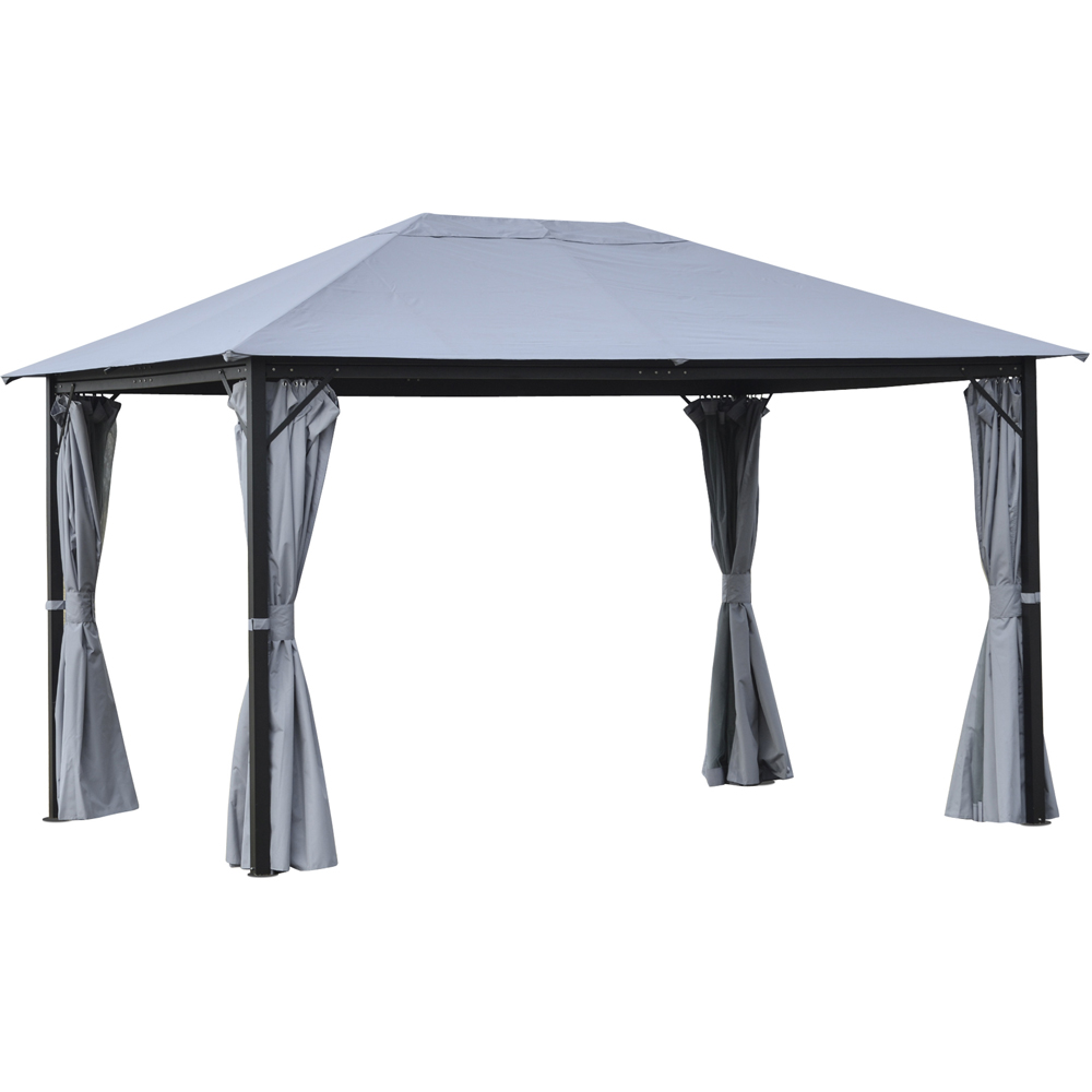 Outsunny 4 x 3m Grey Pavilion Patio Shelter with Curtains Image 2