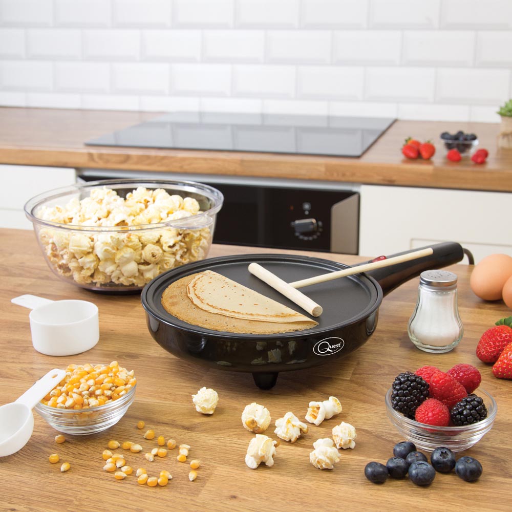 Quest 2 in 1 Black Popcorn and Crepe Maker 800W Image 5