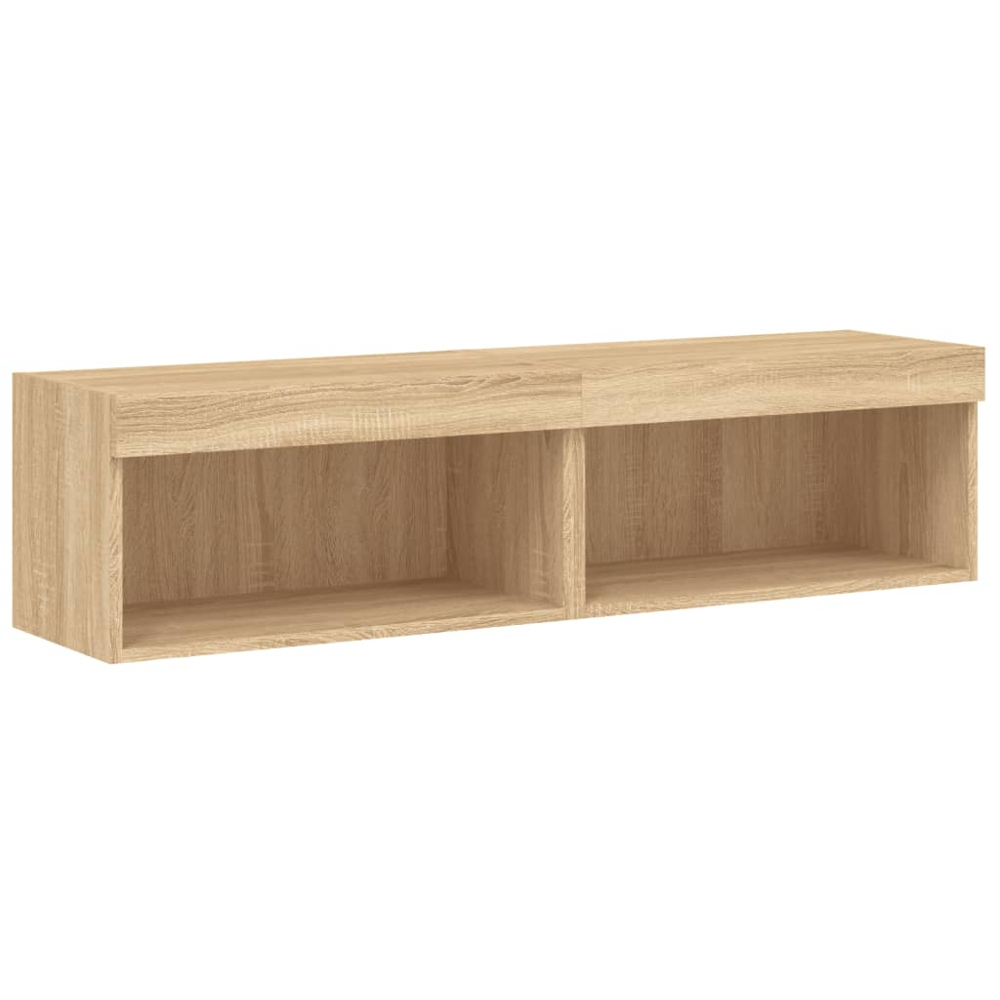 vidaXL Single Shelf Sonoma Oak Wall Mounted LED TV Cabinet Set of 2 Image 2