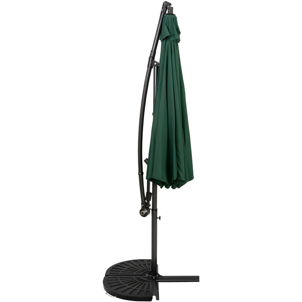 MonsterShop Green Cantilever Parasol with Half Fan Base 3m Image 3