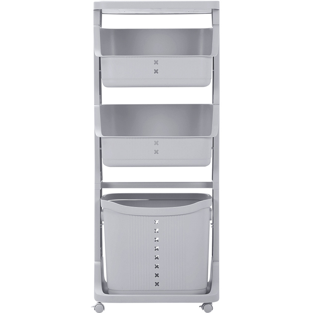 H&O Direct 4 Tier Grey Laundry Basket with Wheels Image 1