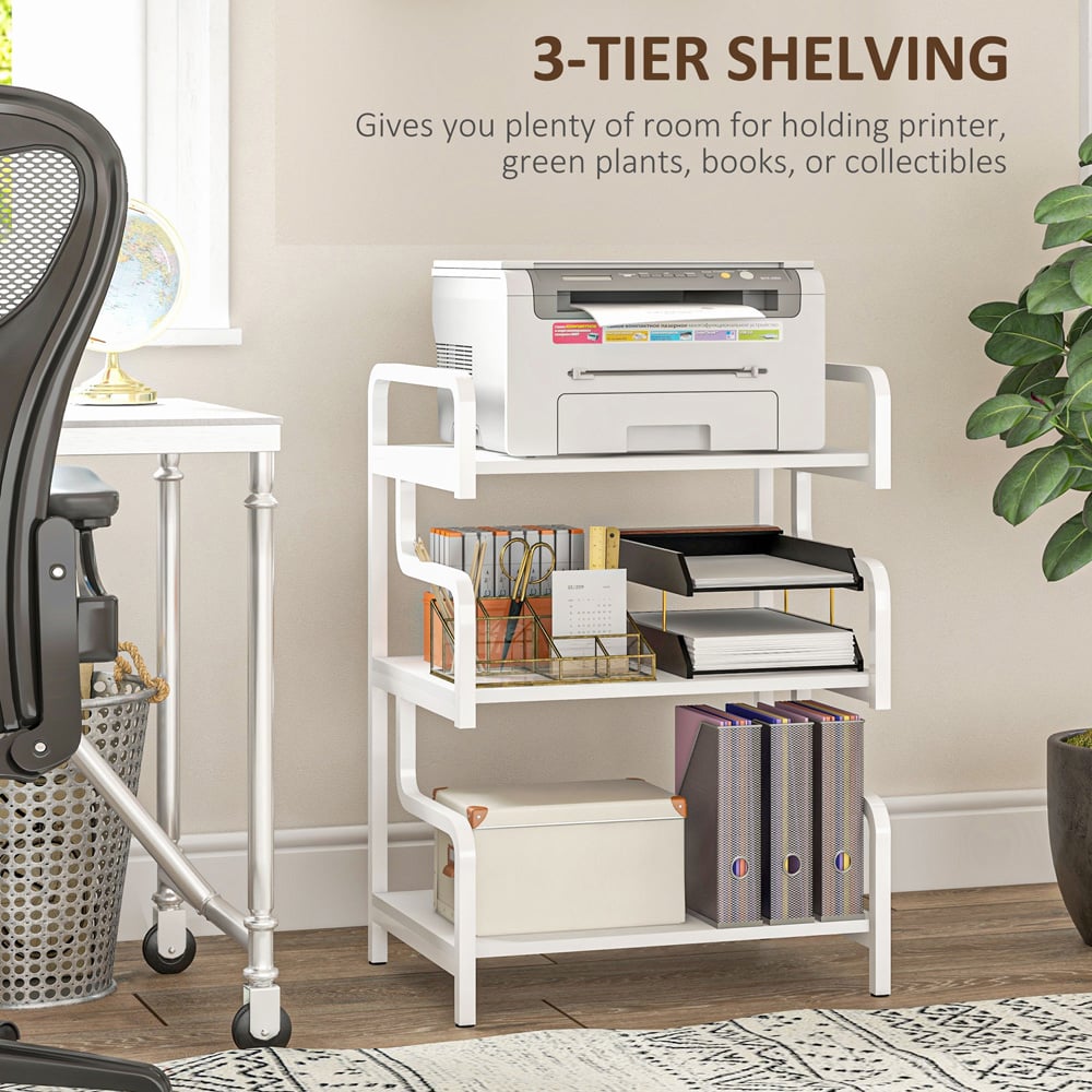 HOMCOM White 3 Shelf Metal Storage Shelf Image 7