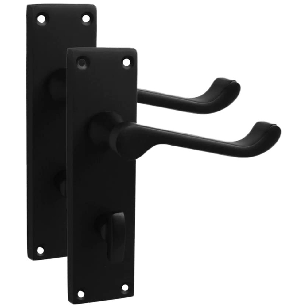 Golden Grace Matt Black Victorian Scroll Bathroom Door Handle Pair 150 x 40mm Image
