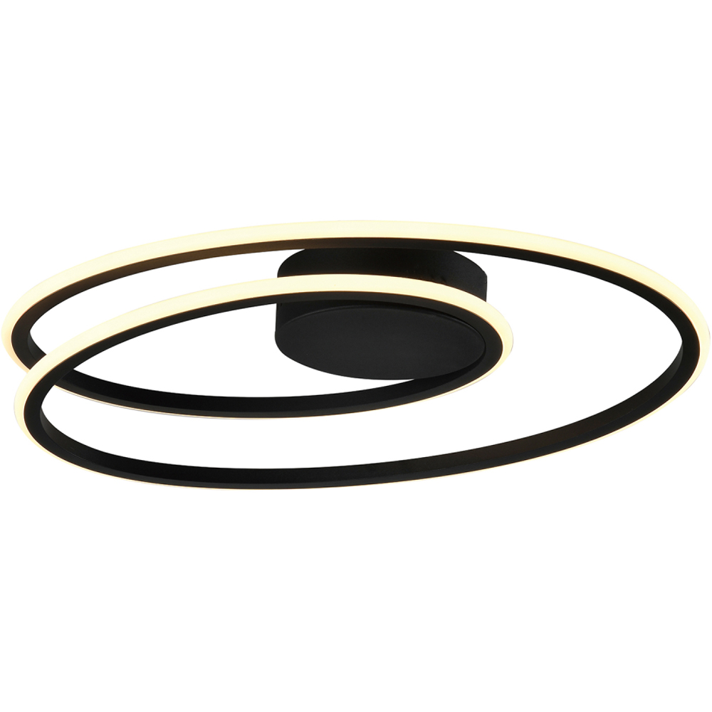 Happy Homewares Matte Black Double Swirl Strip LED Flush Ceiling Light Fitting Image 3