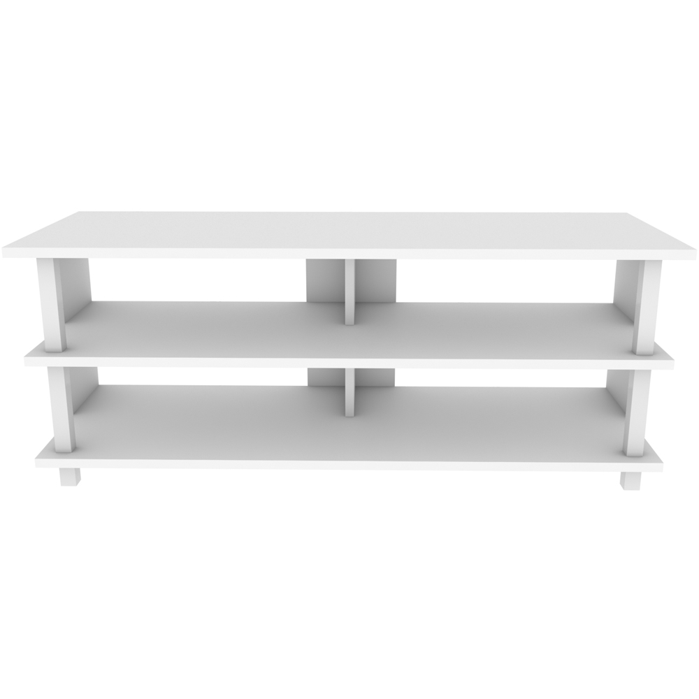 Decorotika Pueblo 4 Open Shelf White Wide TV Unit Image 3