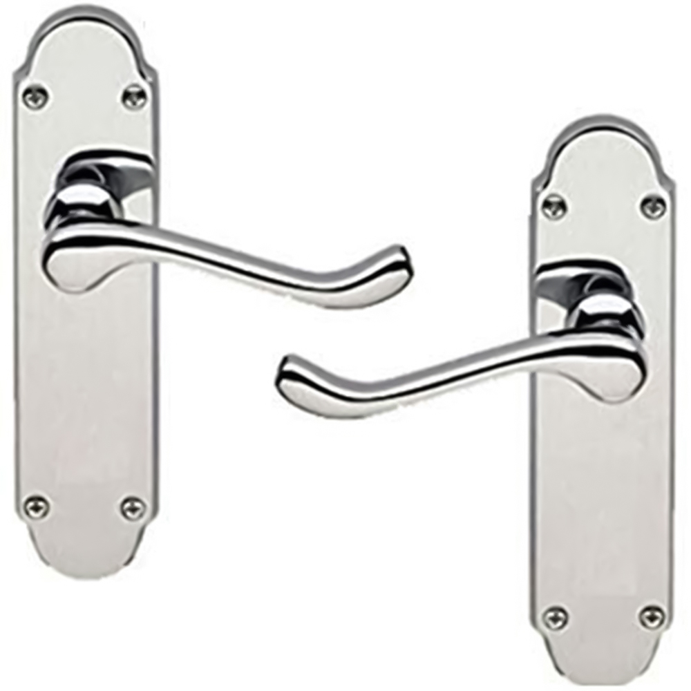 Golden Grace Polished Chrome Victorian Epsom Lever Latch Door Handle Pair 168 x 40mm 6 Pack Image 2