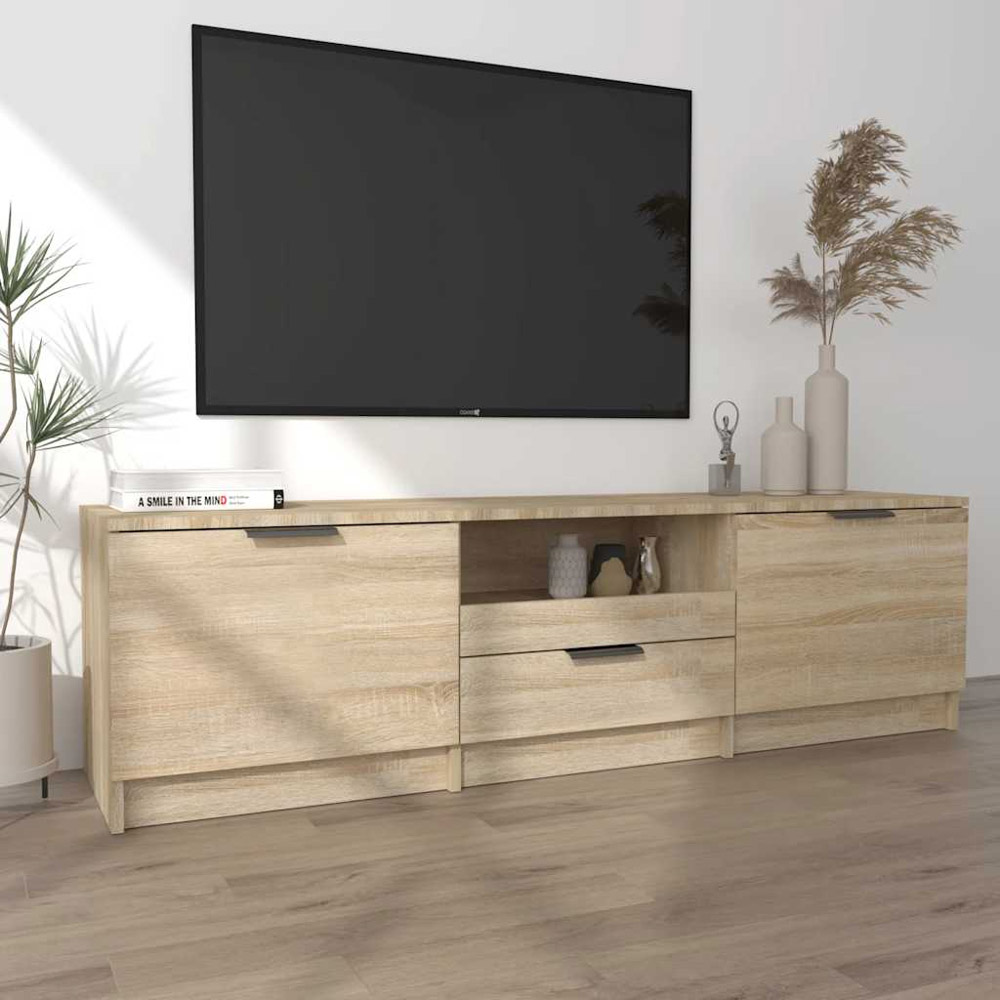 vidaXL 2 Door Single Drawer Single Shelf Sonoma Oak TV Cabinet Image 3
