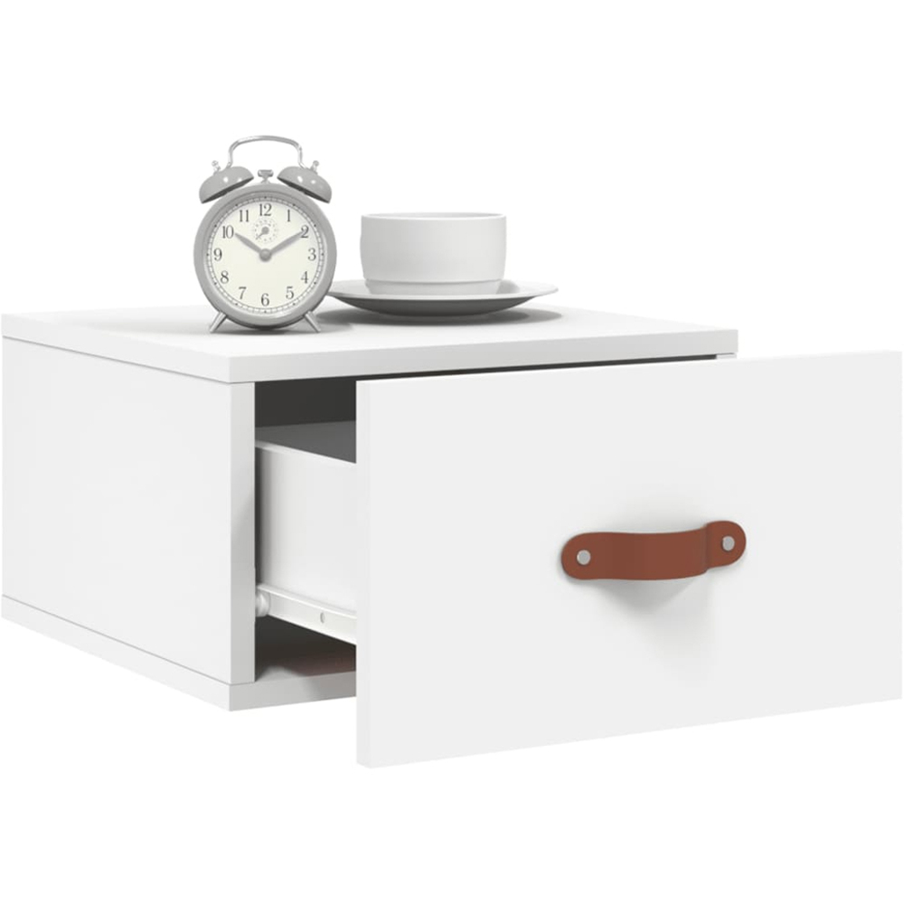 vidaXL Singe Drawer White Wall Mounted Bedside Table Image 4