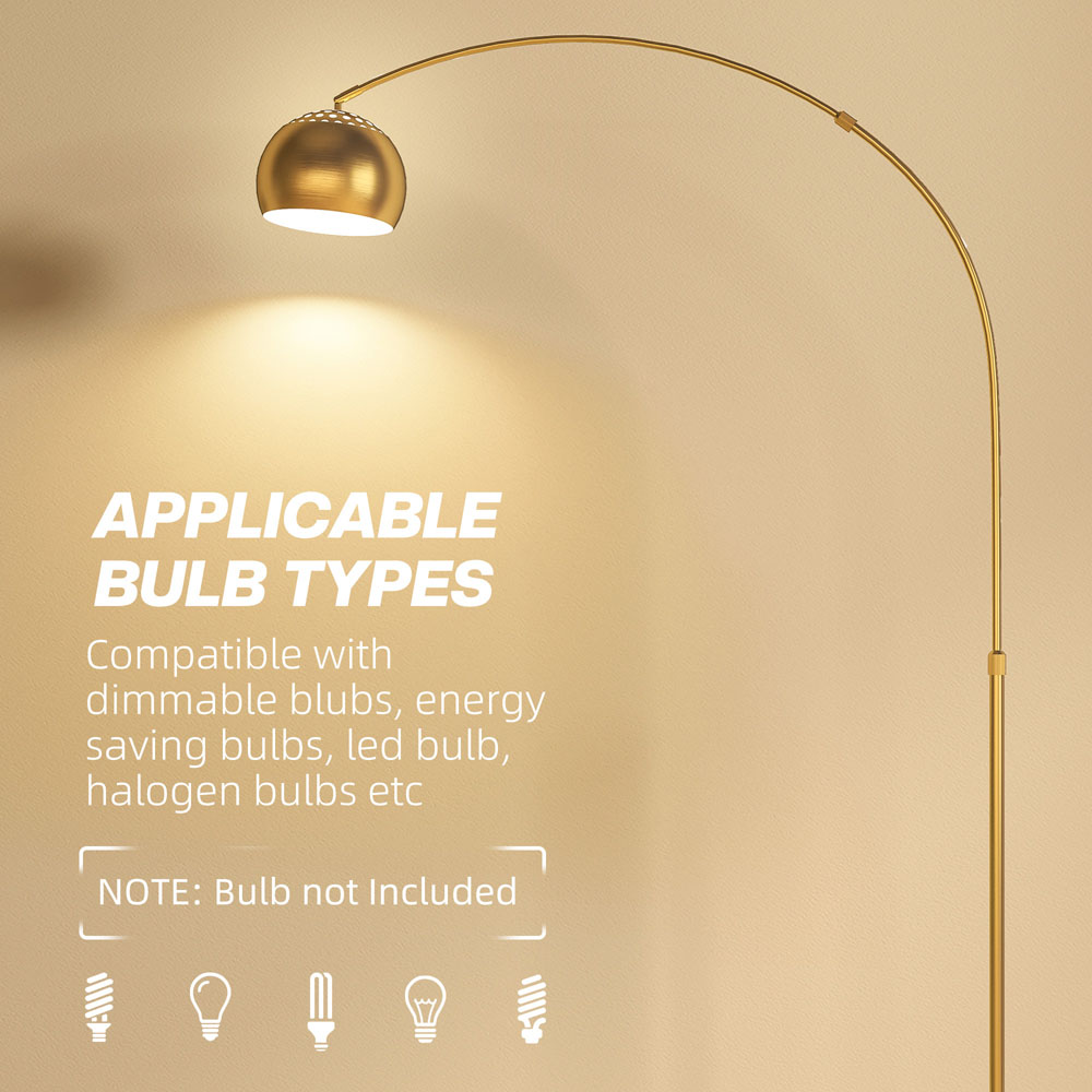 Portland Gold Tone Tall Arc Floor Lamp Image 6