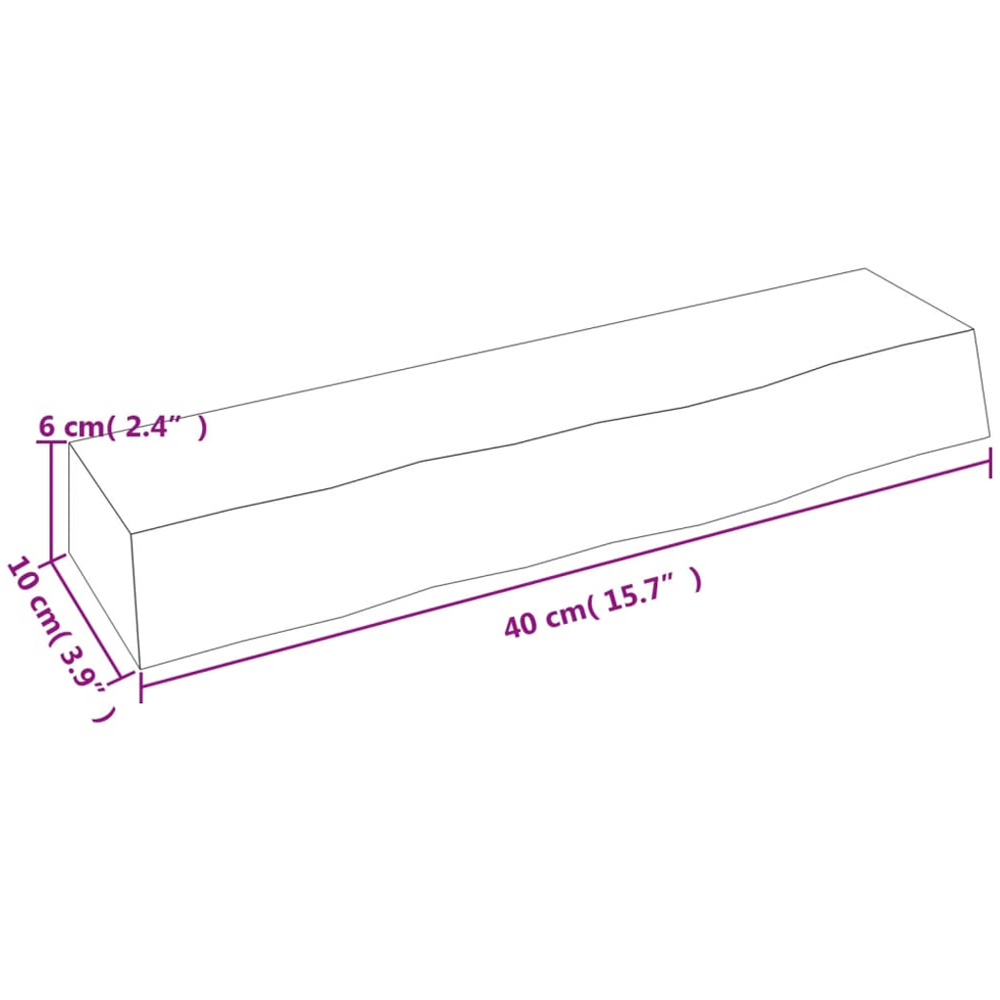 vidaXL 40cm Light Brown Treated Solid Oak Wood Floating Wall Shelf Image 6