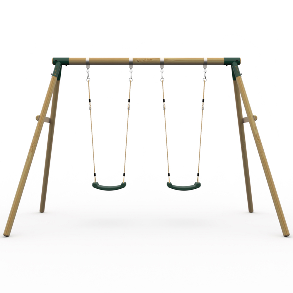 Plum Play Marmoset Green Wooden Swing Set Image 2