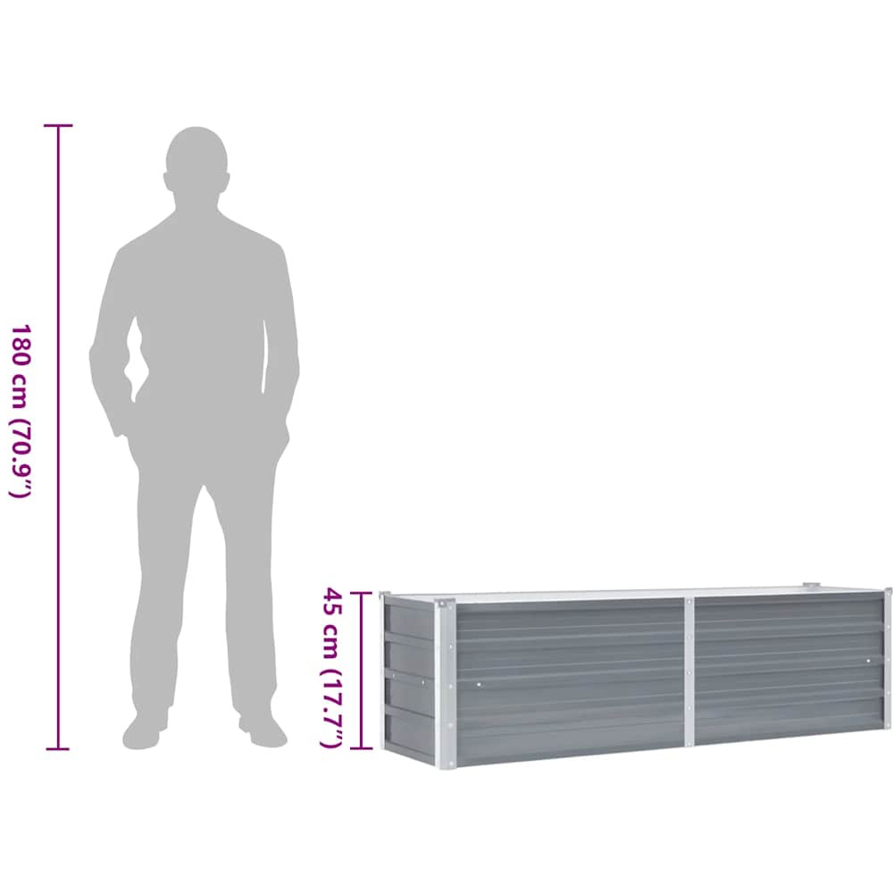 Walplus Grey Galvanised Steel Raised Bed 160 x 40 x 45cm Image 8