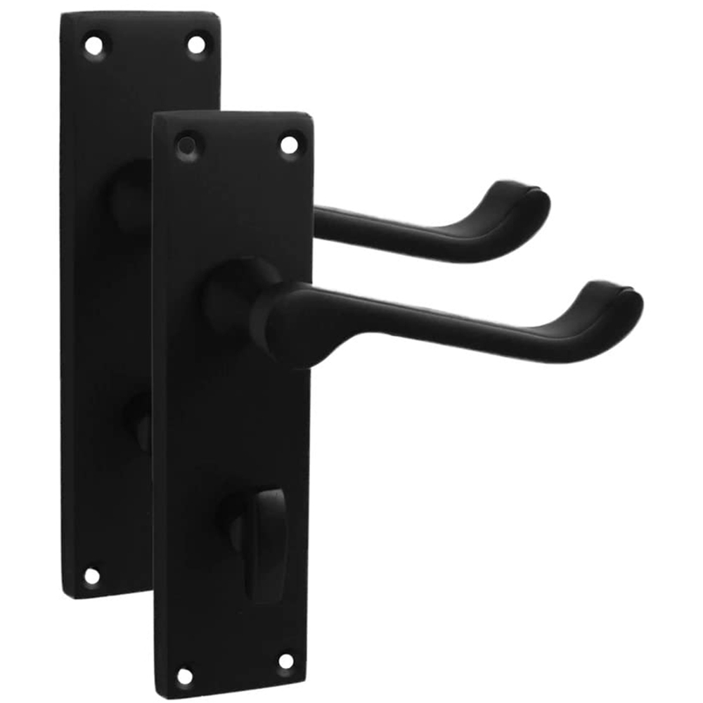 Golden Grace Matt Black Victorian Scroll Bathroom Door Handle Pair 150 x 40mm Image 2