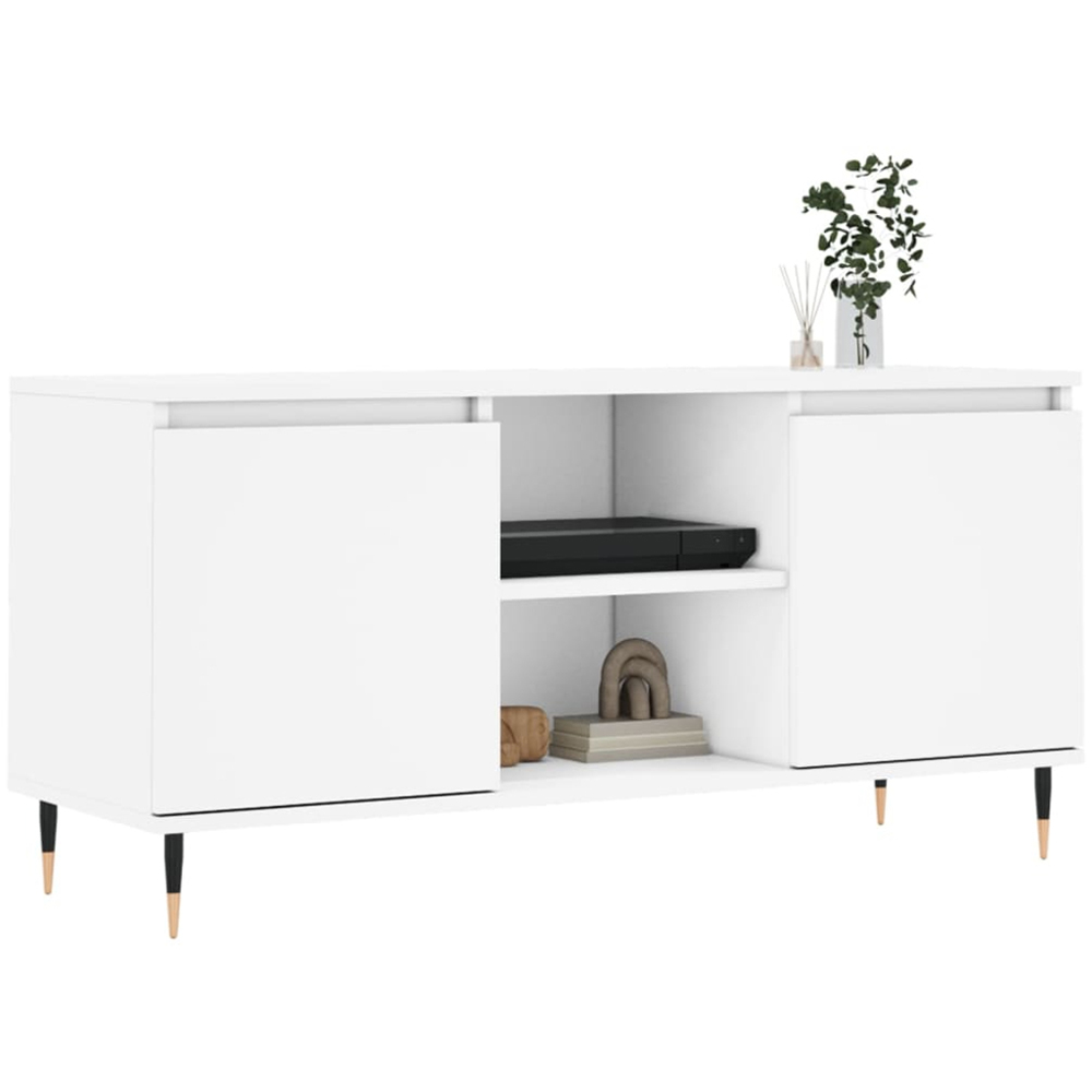 vidaXL 2 Door 2 Shelf White TV Cabinet Image 3