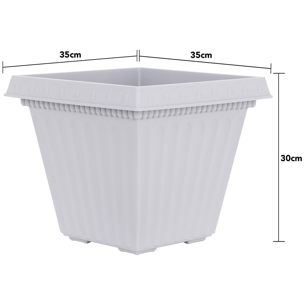 Wham Etruscan Soft Grey Square Recycled Plastic Planter 35cm 4 Pack Image 4
