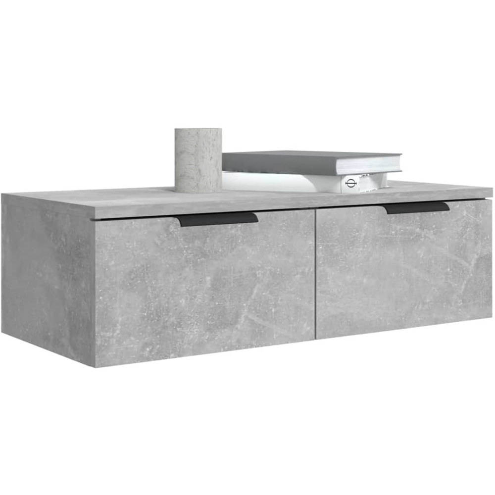 vidaXL 2 Drawer Concrete Grey Wall Mounted Cabinet Image 3