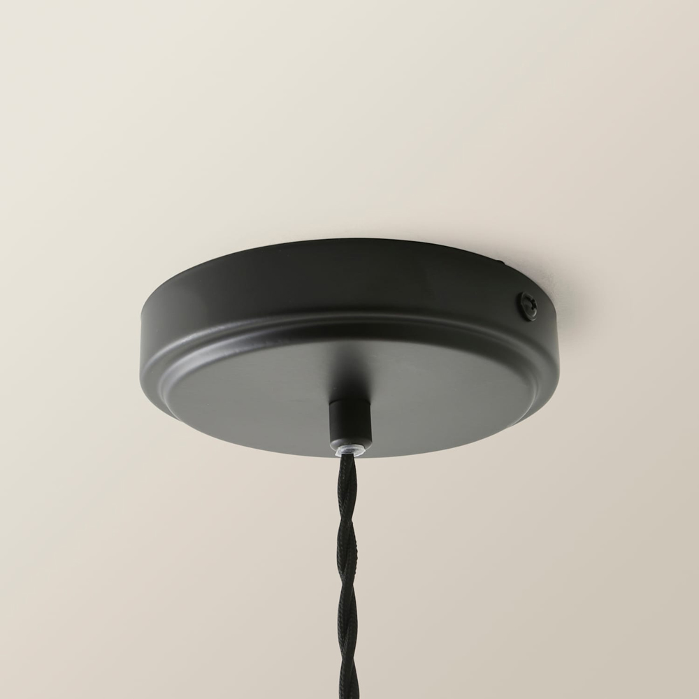 ValueLights Bourton Cream Ribbed Dome Shade Matte Black Ceiling Light with Bulb Image 3