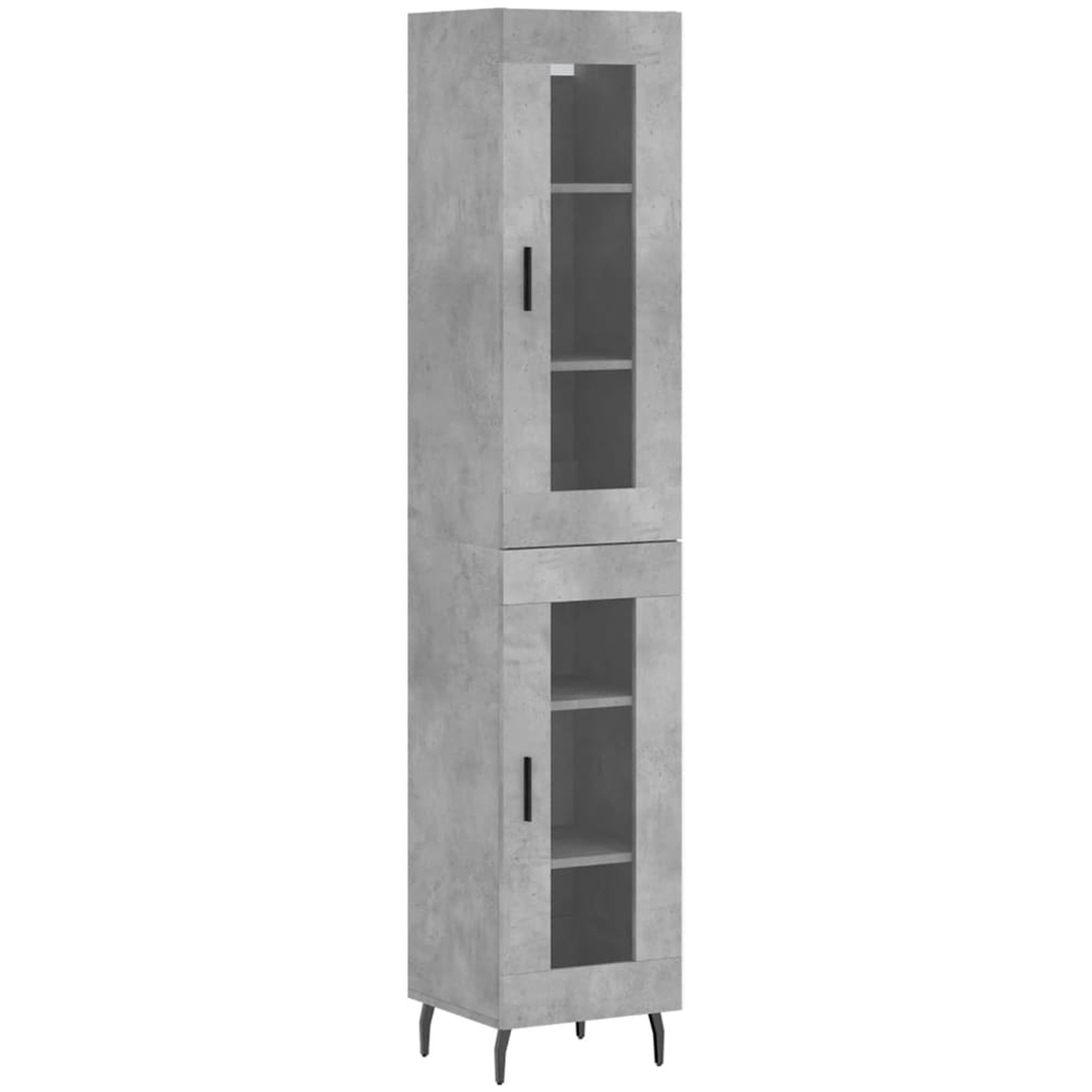 vidaXL 2 Glass Door Concrete Grey Highboard Image 2