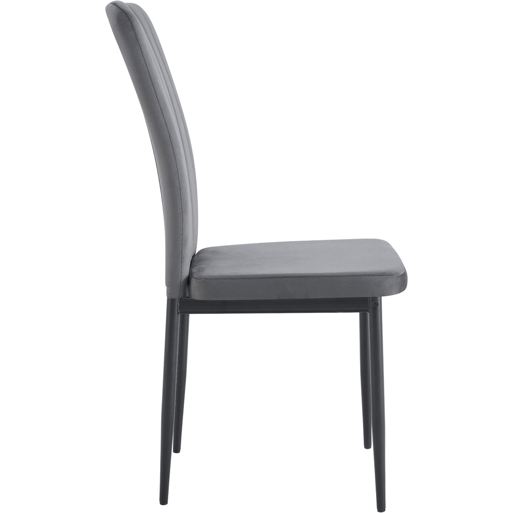 Elle Set of 6 Dark Grey Velvet Effect Plush Padded Upholstered Dining Chair Image 4