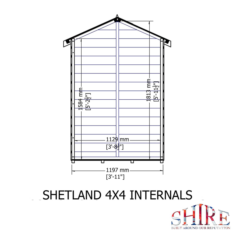 Shire GB Shetland 4 x 4ft Shiplap Apex Garden Shed Image 7
