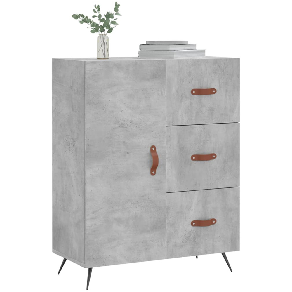 vidaXL Single Door 3 Drawer Concrete Grey Sideboard Image 3