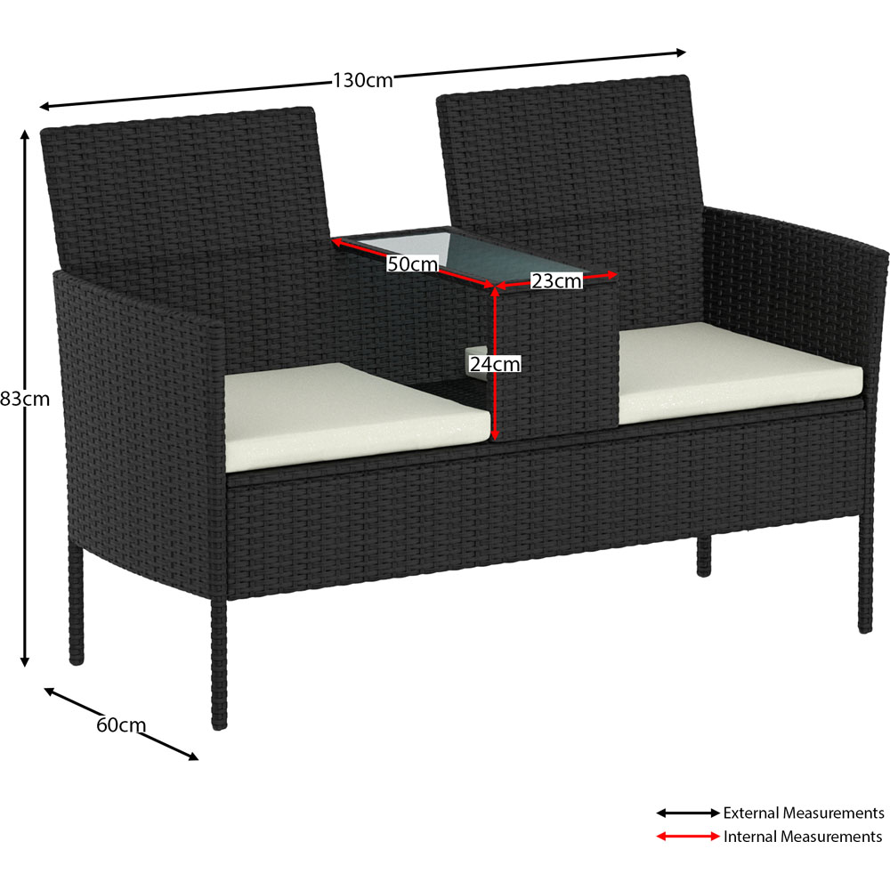 Garden Vida 2 Seater Black Vienna Love Companion Seat Image 5