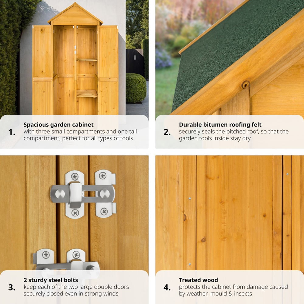 tectake Brown Garden Shed with Pitch Roof Image 5