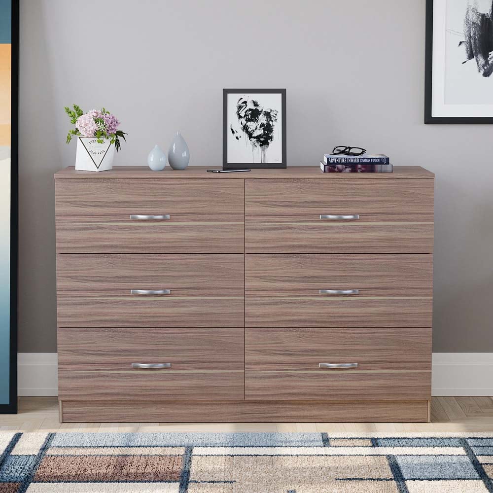Vida Designs Riano 6 Drawer Walnut Chest of Drawers with Metal Handles Image 7