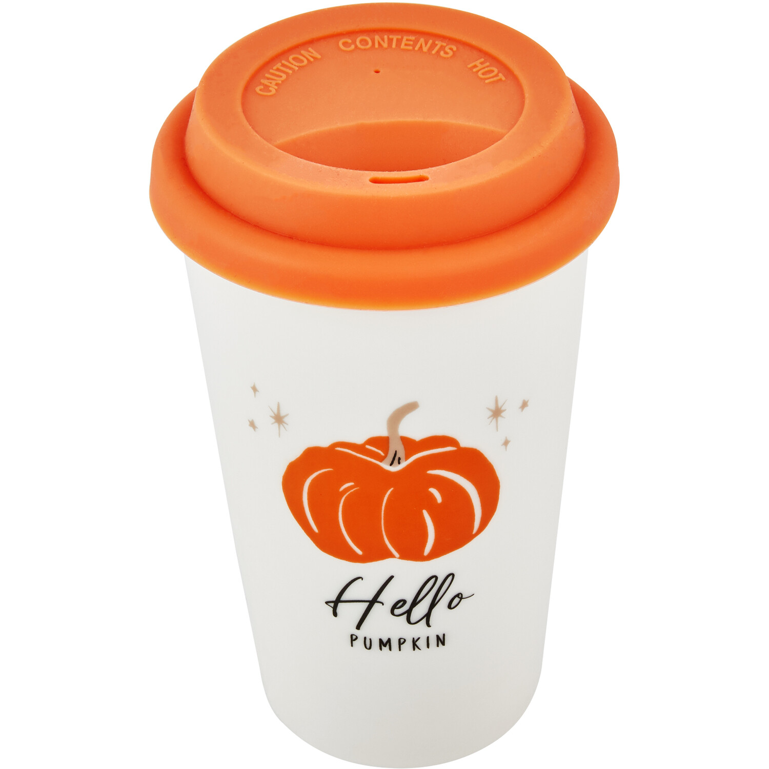 Hello Pumpkin Ceramic Travel Mug With Silicone Lid - White Image 2