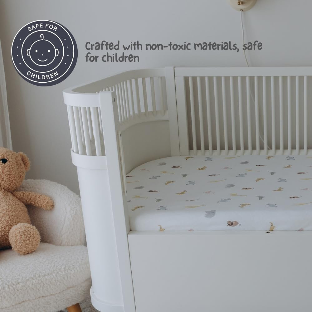MHG Living Denim Blue and Animal Jersey Cotton Fitted Cot Bed Sheet 120 x 60cm 2 Pack Image 5