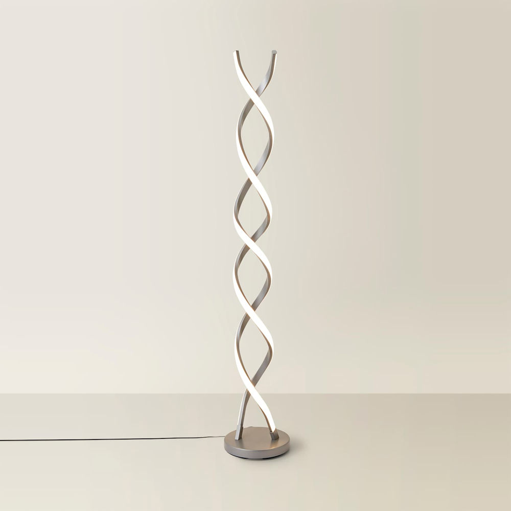 ValueLights Infinity Matte Silver Double Twist Integrated LED Floor Lamp Image 3
