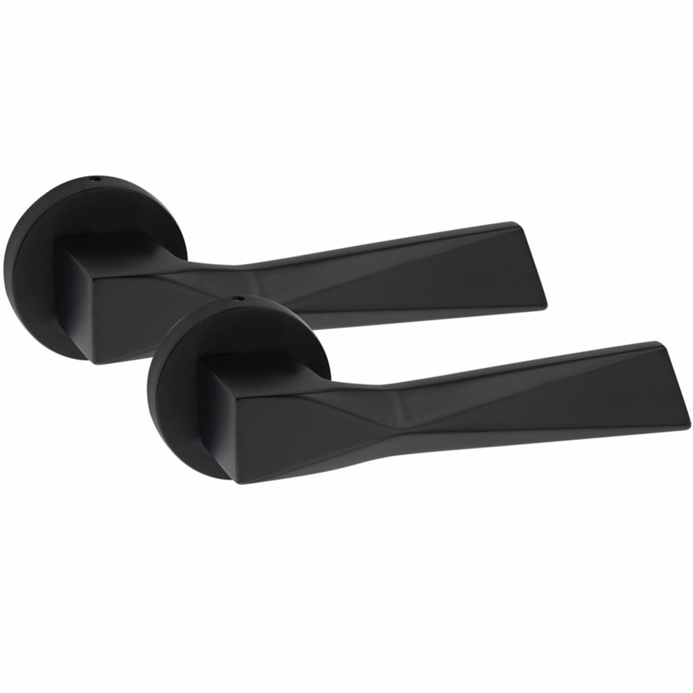 Golden Grace Modern Aura Matt Black Door Handles Set 4 Pack Image 3