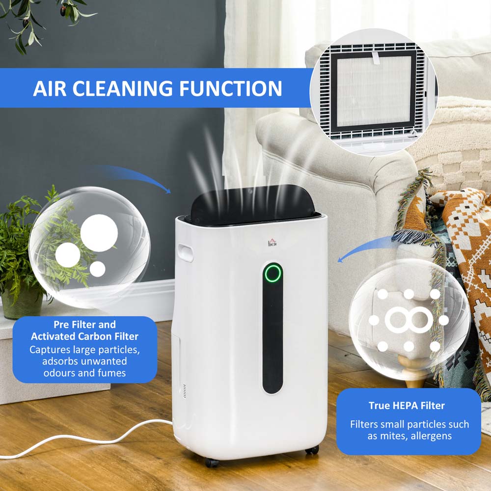 Portland White Portable Dehumidifier with Air Purifier 20L Per Day Image 6