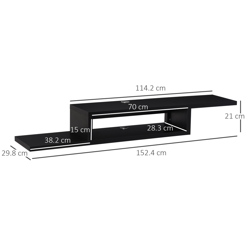 HOMCOM 2-Tier Black Floating TV Stand Image 9
