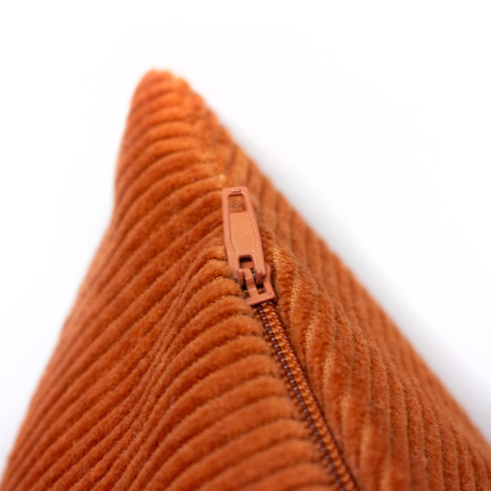furn. Jagger Rust Orange Ribbed Corduroy Cushion Image 4