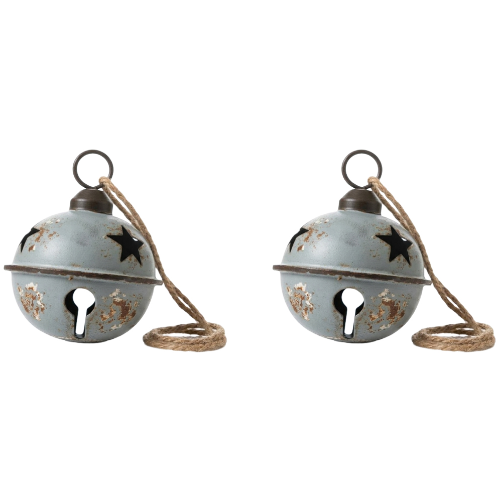 Thompson and Morgan Christmas Gift Giant Grey Star Metal Bauble 2 Pack Image 1