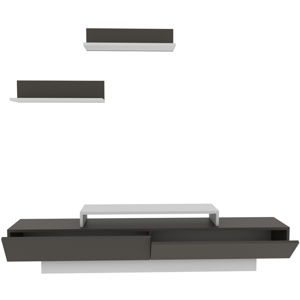 Decorotika Lusi 2 Door Single Shelf White and Coffee Galaxy TV Unit with 2 Wall Shelf Image 2