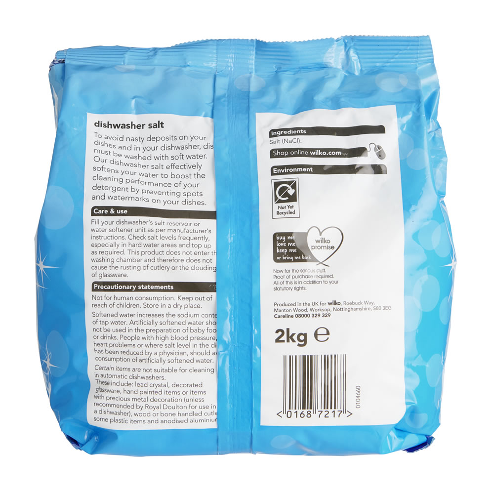 GLASS WASHER WATER SOFTENER REGENERATION SALT GRANULES 5 X 2kg BAG 10 KG DISH