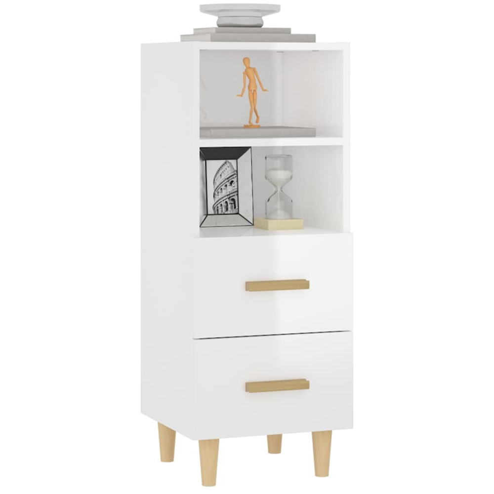 vidaXL 2 Drawer 2 Shelf High Gloss White Sideboard Image 3