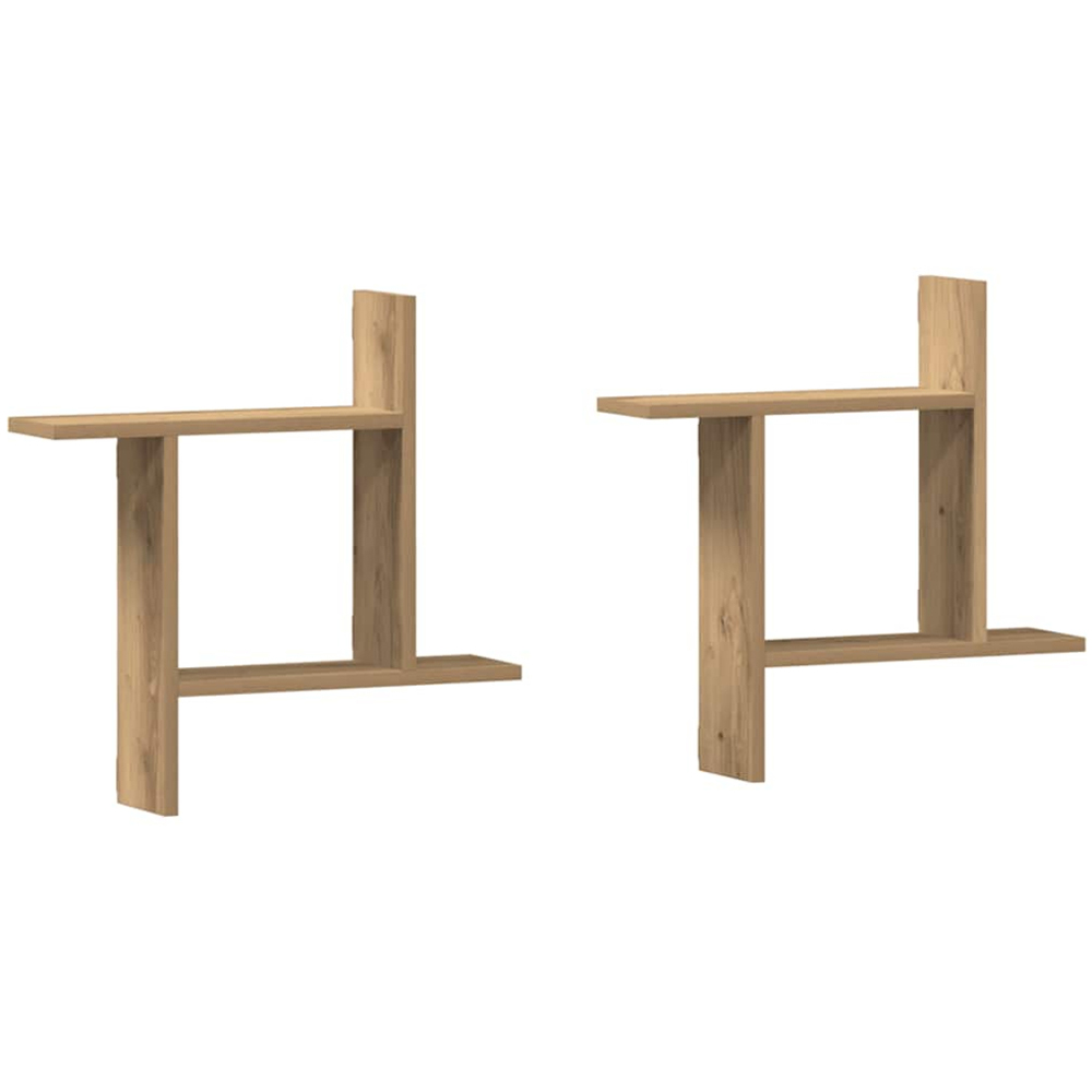 vidaXL 50 x 12 x 50cm Set of 2 Artisan Oak Wall Shelf Image 4