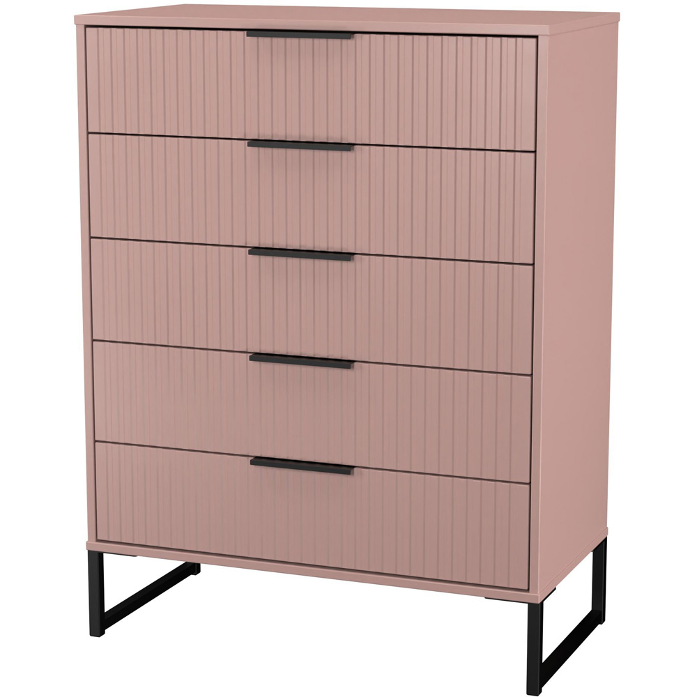 Crowndale Fluted 5 Drawer Kobe Pink Chest of Drawers Ready Assembled Image 4