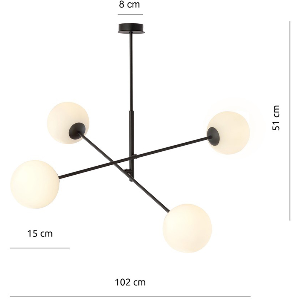 Emibig Linear 4 Light White Shade Black Pendant Lamp Image 9
