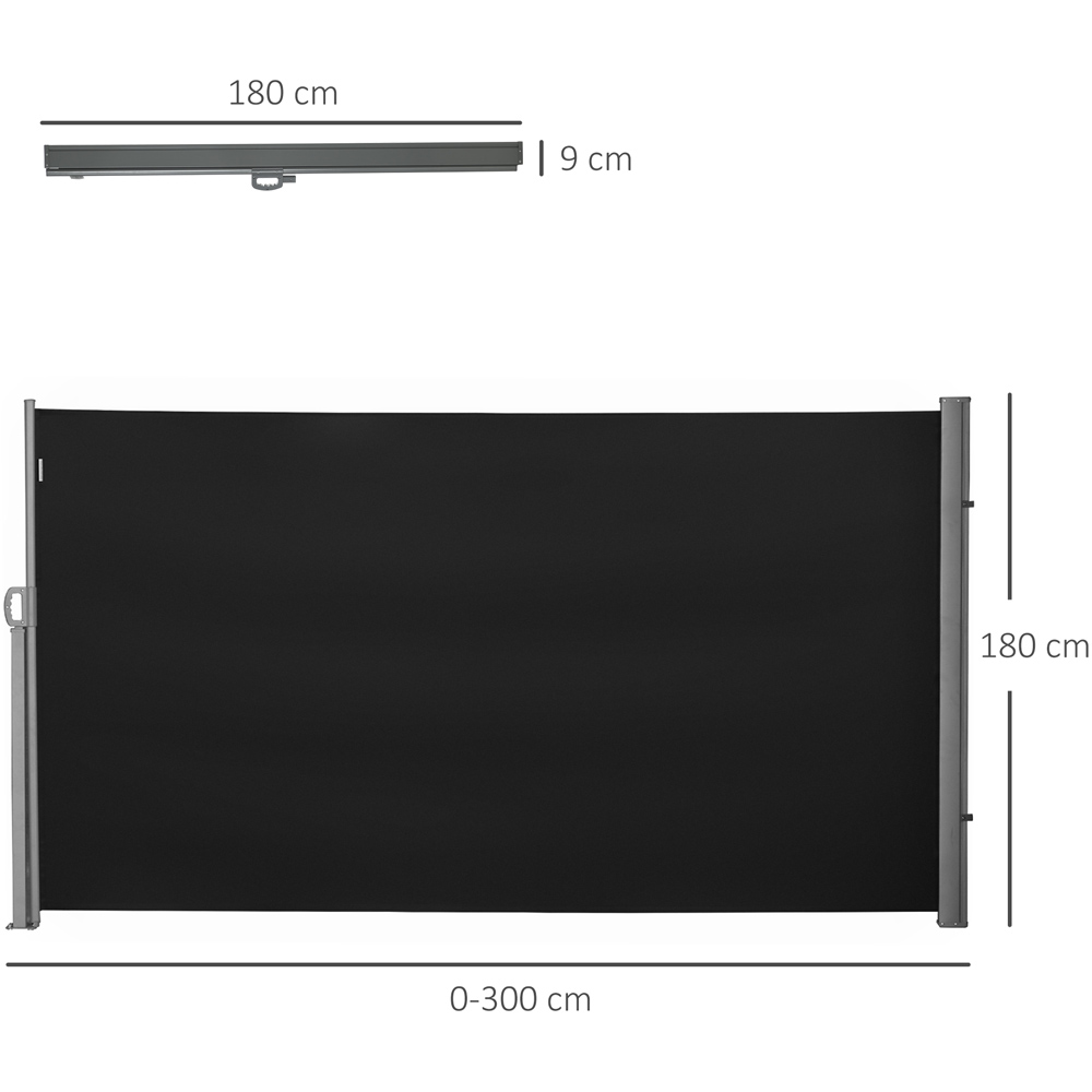 Outsunny Black Retractable Side Awning Screen 3 x 1.8m Image 7