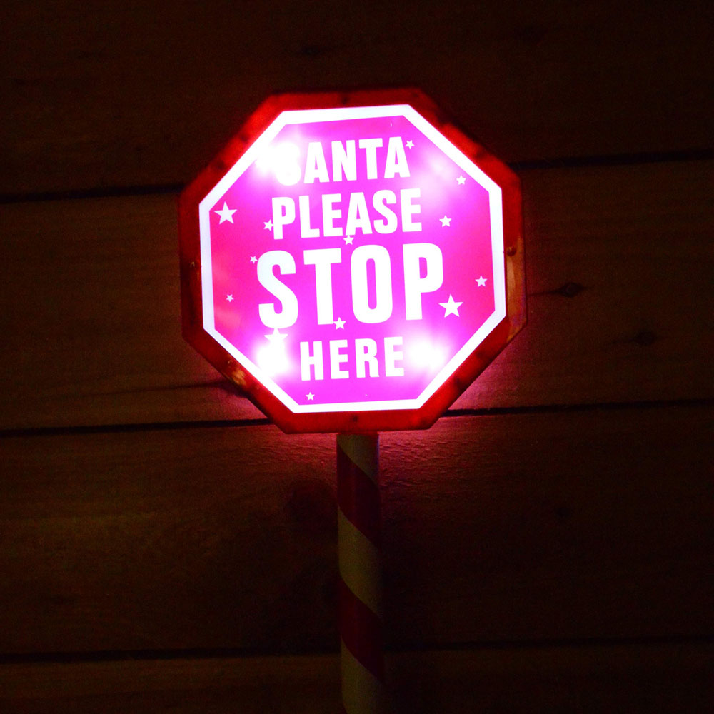 Premier Warm White LED Santa Stop Here Christmas Outdoor Sign 80cm Image 7